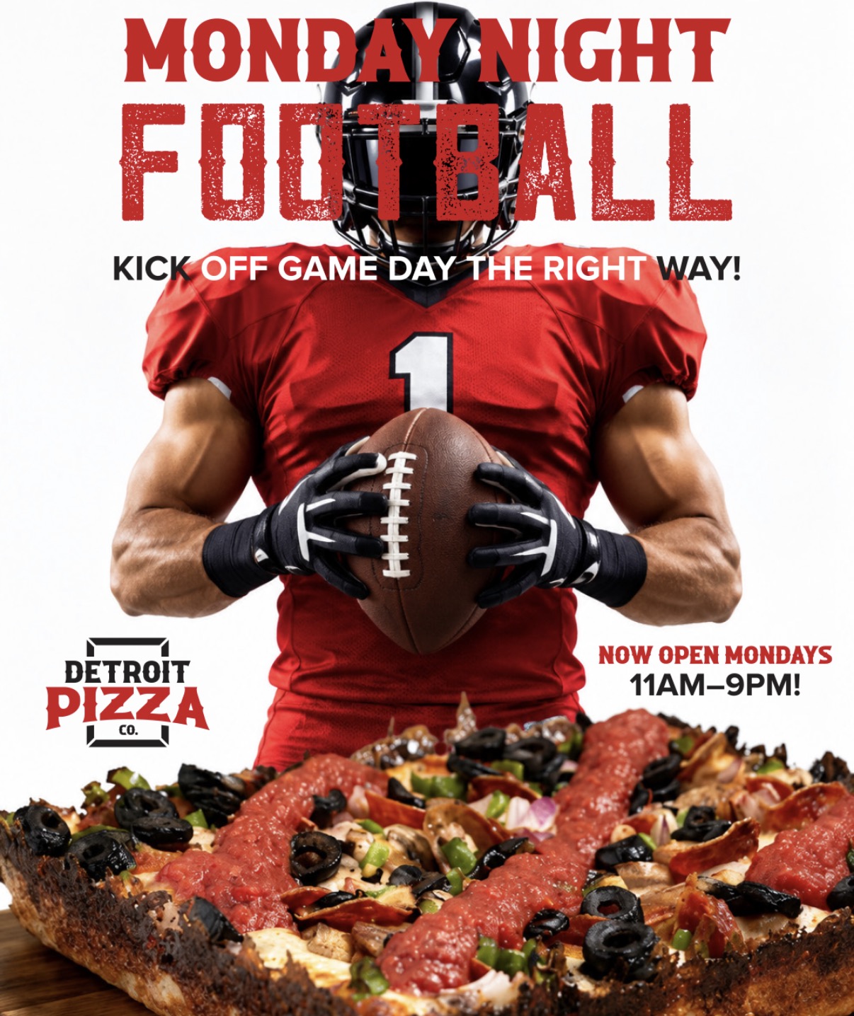 Monday Night Football at Detroit Pizza Co. – now open Mondays 11AM–9PM